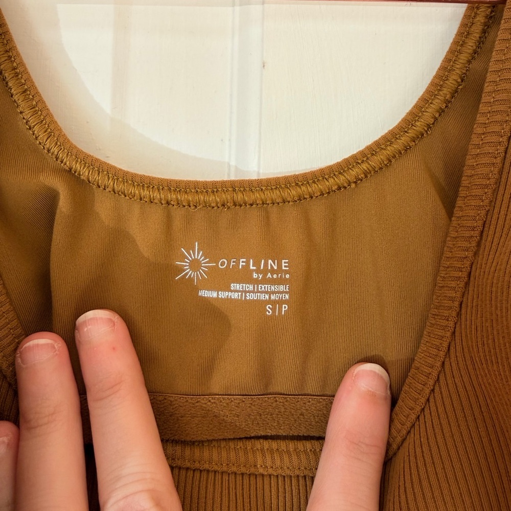 Aerie Ribbed Brown Gym Sports Top - Picture 2 of 3